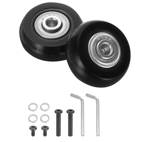 QUARKZMAN Set aus 1 Gepäckrädern Ersatz 43 x 18 mm/1.7" x 0.7" Gummi Schwenkrollenlager Räder Reparatursets für Koffer Inline Outdoor Skate, Schwarz von QUARKZMAN