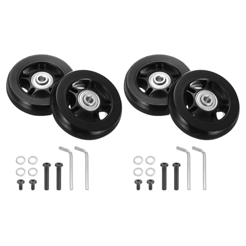 QUARKZMAN Set aus 1 Gepäckrädern Ersatz 64 x 24 mm/2.5" x 0.9" Gummi Schwenkrollenlager Räder Reparatursets für Koffer Inline Outdoor Skate, Schwarz von QUARKZMAN