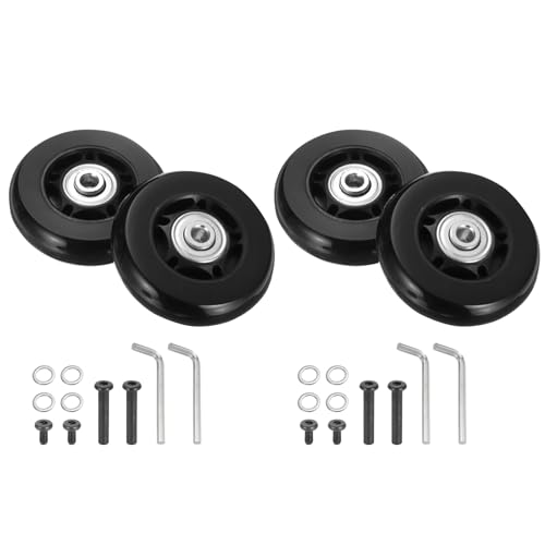 QUARKZMAN Set aus 2 Gepäckrädern Ersatz 64 x 18 mm/2.5" x 0.7" Gummi Schwenkrollenlager Räder Reparatursets für Koffer Inline Outdoor Skate, Schwarz von QUARKZMAN