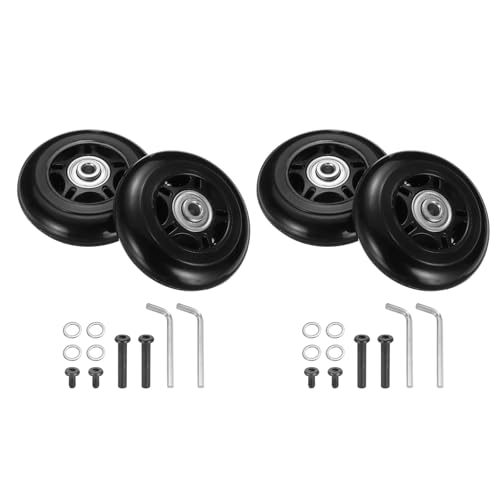 QUARKZMAN Set aus 2 Gepäckrollen Ersatz 64 x 24 mm/2.5" x 0.9" Gummi Schwenkrollenlager Räder Reparatur Kits für Koffer Inline Outdoor Skate, Schwarz von QUARKZMAN