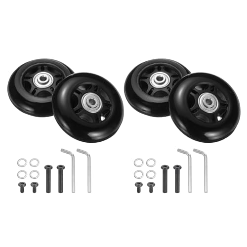 QUARKZMAN Set aus 2 Gepäckrollen Ersatz 75 x 24 mm/3" x 0.9" Gummi Schwenkrollenlager Räder Reparatur Kits für Koffer Inline Outdoor Skate, Schwarz von QUARKZMAN