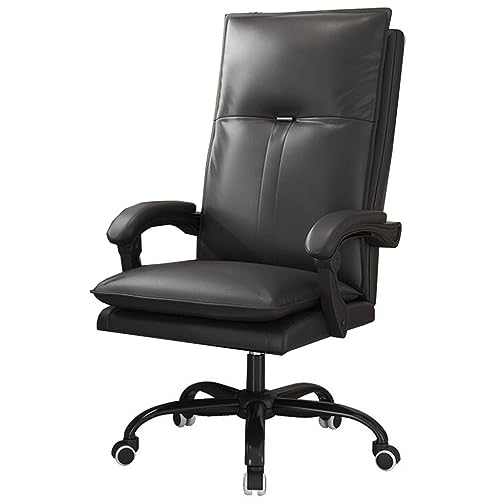 Ergonomischer Bürostuhl, Chefsessel aus PU-Leder, Computerstuhl mit Armlehne, verstellbare Drehstühle, Gaming-Stuhl mit hoher Rückenlehne und Rollen mit Lordosenstütze (Farbe: /Schwarz, Größe: A) von QUEAWOQ