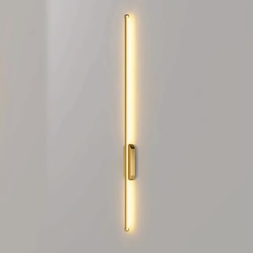 Gold Linear Wandleuchte, Ultradünne Wandleuchte aus Metallstreifen mit Silikonschirm, Nachttischlampe mit langem Rohr, Moderne LED Wandleuchte, Wandleuchte ca von QUEAWOQ