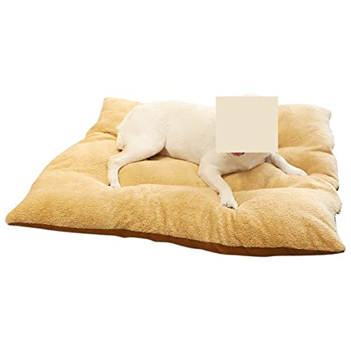 Haustierbetten, Hundebett, Schlafmatte, Hundezubehör, atmungsaktive Schlafsofas für mittelgroße Hunde, beruhigender Zwinger, warmes Bett, weiches Fleece-Kissen (Farbe: Gelb, Größe: 120 x 80 cm) von QUEAWOQ