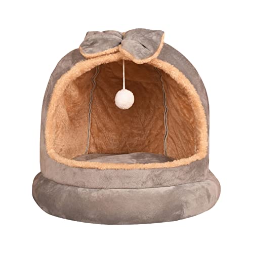 Haustierbetten Haustierkatzenbett Warmer Haustierkorb Gemütliches Kätzchenliegekissen Katzenhauszelt Weiche kleine Hundematte Zwinger für waschbare Höhlenkatzenbetten (Farbe: Braun, Größe: Klein) von QUEAWOQ