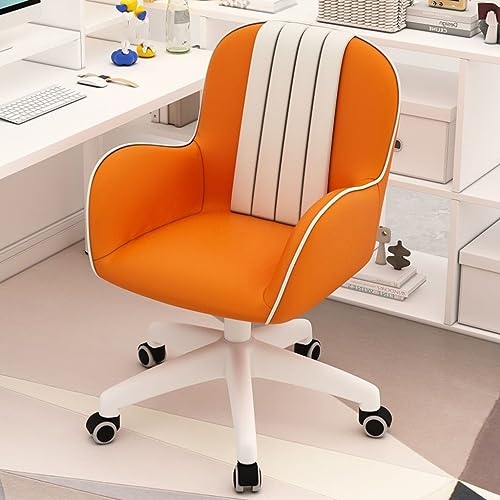 Home-Office-Stuhl, Schreibtischstuhl aus PU-Leder, gepolsterter moderner Arbeitsstuhl mit Armlehnen, Computerstuhl für Gaming, drehbarer Rollstuhl für Büro, Arbeitszimmer, Schlafzimmer (Farbe: von QUEAWOQ