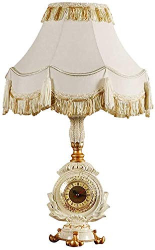 Klassische retro weiße tischlampe, quasten stoff lampenschirm harz tischlampe mit römische uhr, schlafzimmer nachttischlampe hause zimmer wohnzimmer lounge hotel innenbeleuchtung dekoration Octopus von QUEAWOQ