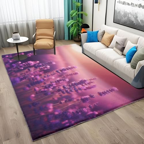 QUEAWOQ Teppichläufer für Wohnzimmer, fusselfrei, dichter Flor, zotteliger Lavendel-Teppich für Schlafzimmer, Küche, Kinderzimmer, Teppichläufer, rutschfeste Bodenmatte, 140 cm x 200 cm, Oktopus-Füße von QUEAWOQ