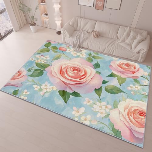 QUEAWOQ Wunderschöner Teppich mit Rosenblumenmuster – weiche, rutschfeste Bodenmatte für Wohnzimmer, Büro, Schlafzimmer, Esszimmer, dekorative Teppiche – 160 cm x 230 cm Octopus feet von QUEAWOQ