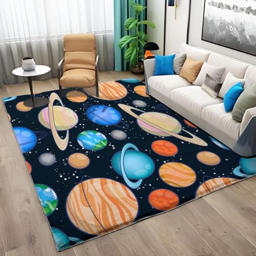 Teppiche für das Wohnzimmer mit Universum-Galaxie-Muster, Teppiche für das Schlafzimmer, waschbar, rutschfest, zottelig, weicher Teppich, flauschige Bodenteppiche, 160 cm x 230 cm, Teppiche für das von QUEAWOQ