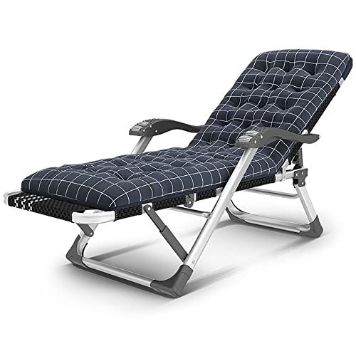 Zero Gravity Loungesessel, Zero Gravity Chair, klappbarer Chaiselongue-Sessel, verstellbarer Camping-Liegestuhl mit kariertem Baumwollpolster für den Außenbereich, Rasen, Terrasse, Sonnenliege von QUEAWOQ