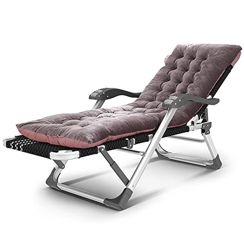 Zero Gravity Loungesessel, Zero Gravity Chair, verstellbarer, klappbarer Campingstuhl, verstellbarer Strandbett-Chaiselongue-Sessel mit weicher Baumwollauflage, Loungesessel mit 15-facher Verstellung von QUEAWOQ