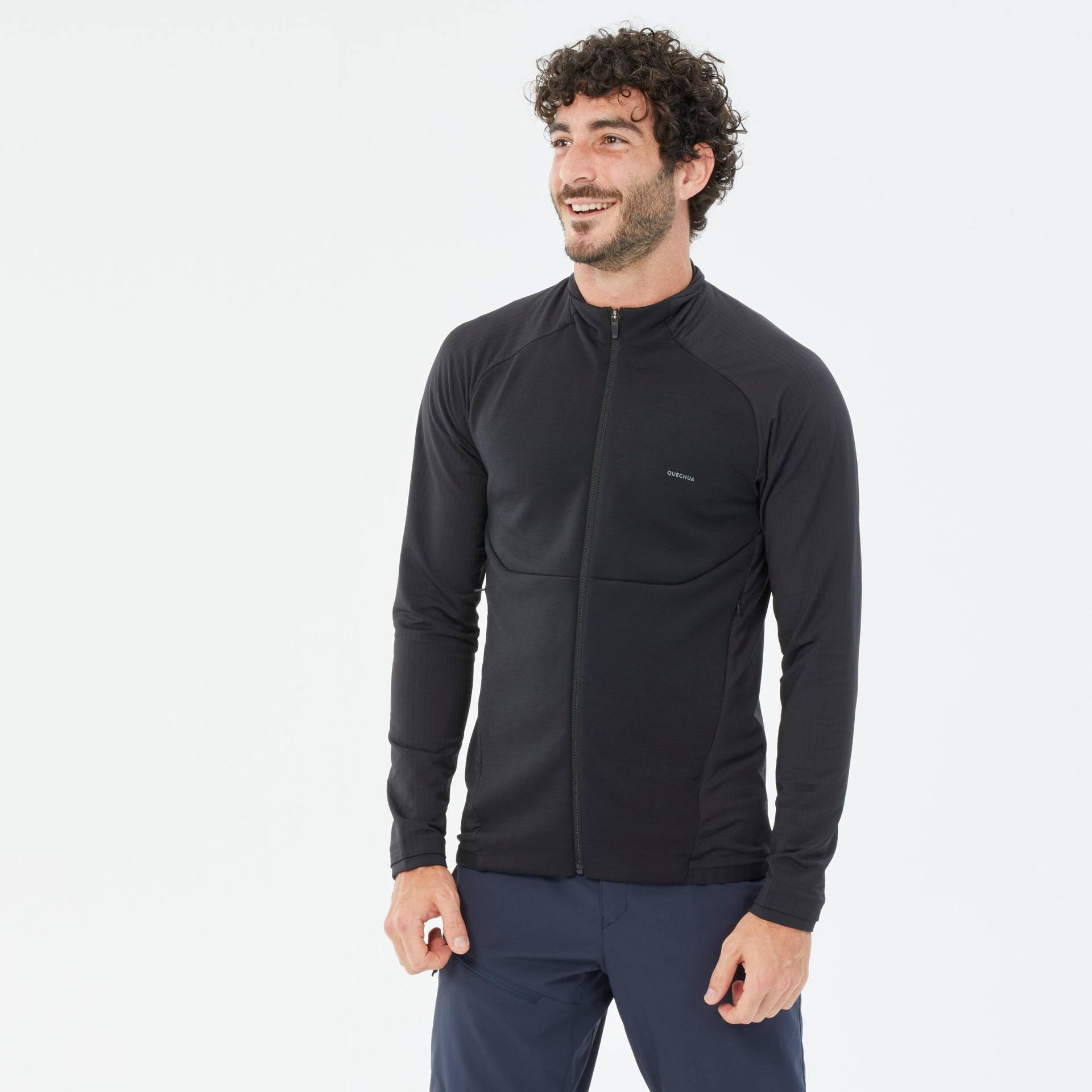 Fleecejacke Herren leicht Bergwandern - MH520 Light schwarz von QUECHUA