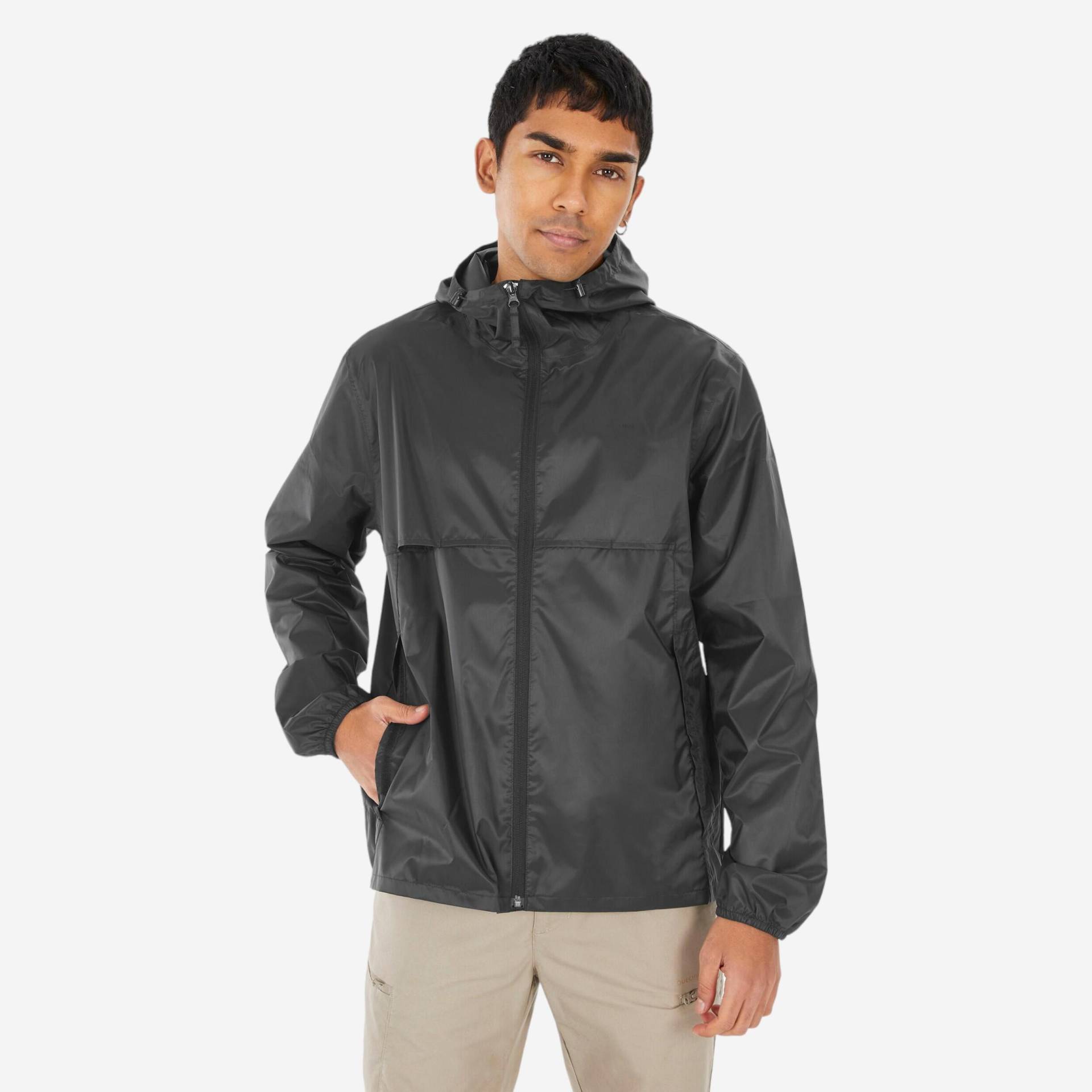 Regenjacke Herren - Raincut Fullzip schwarz von QUECHUA