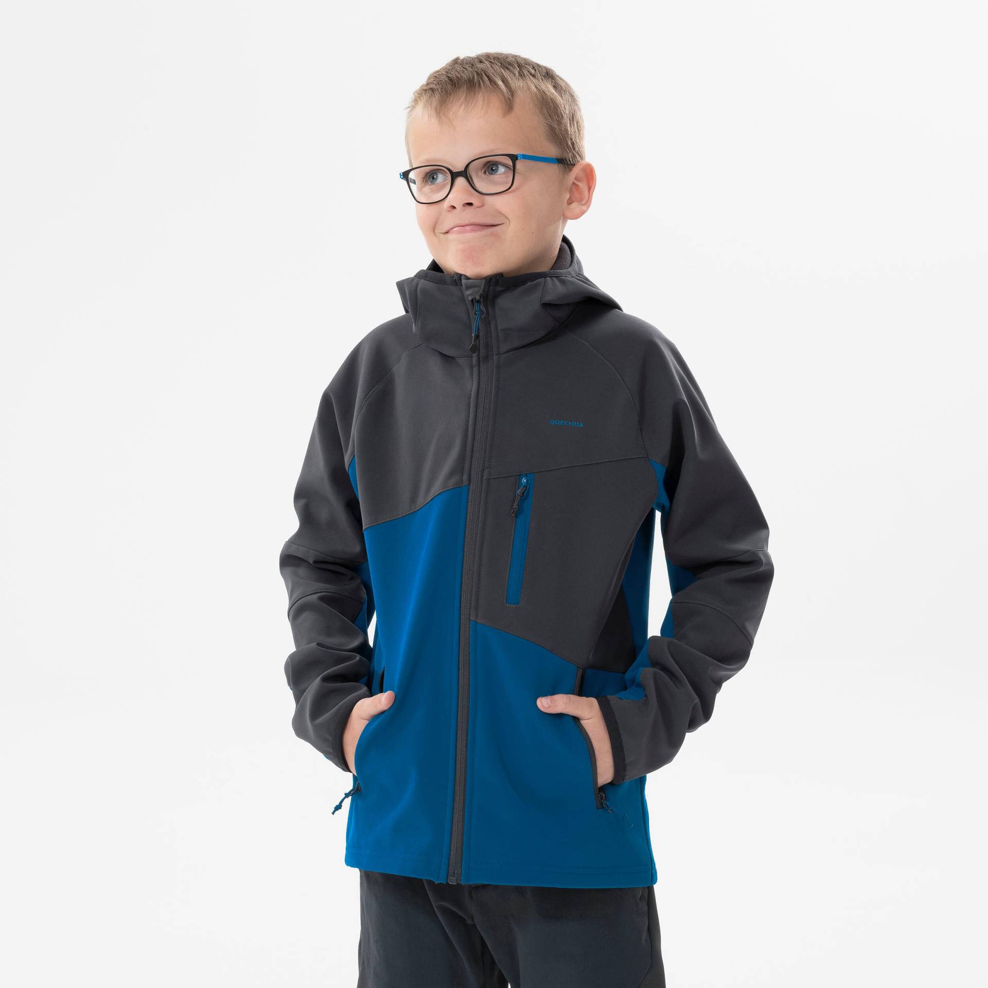 Softshelljacke Bergwandern MH550 Kinder Gr.122-170 blau/grau von QUECHUA