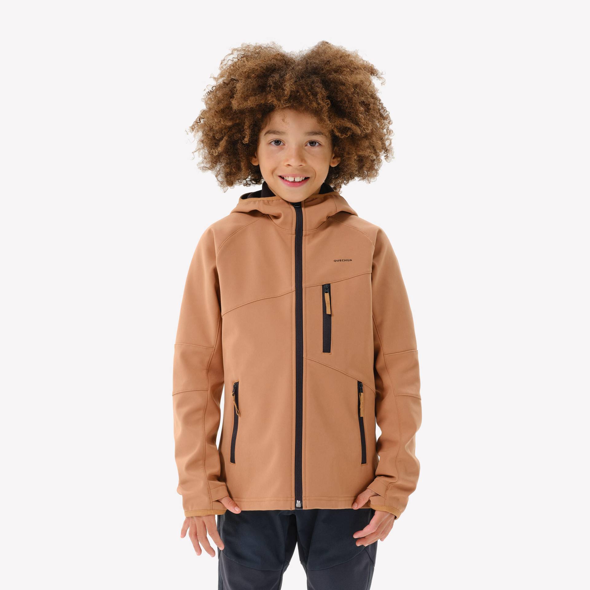 Softshelljacke Kinder Gr. 122–170 Wandern - MH900 TW beige von QUECHUA