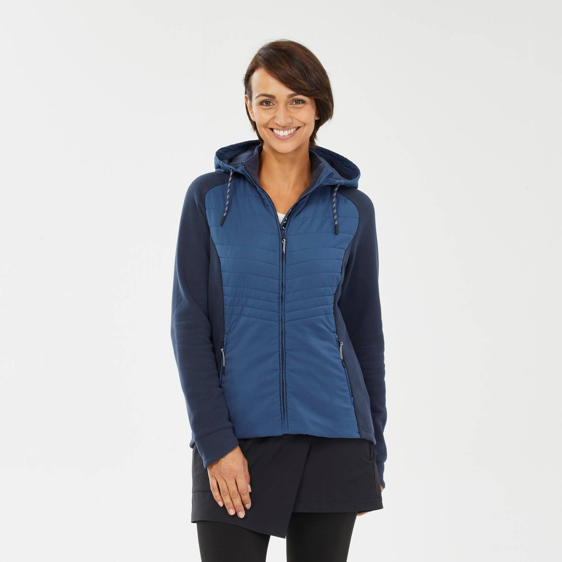 Sweatjacke Damen Hybridjacke Kapuze Naturwandern - NH500 Hybrid von QUECHUA