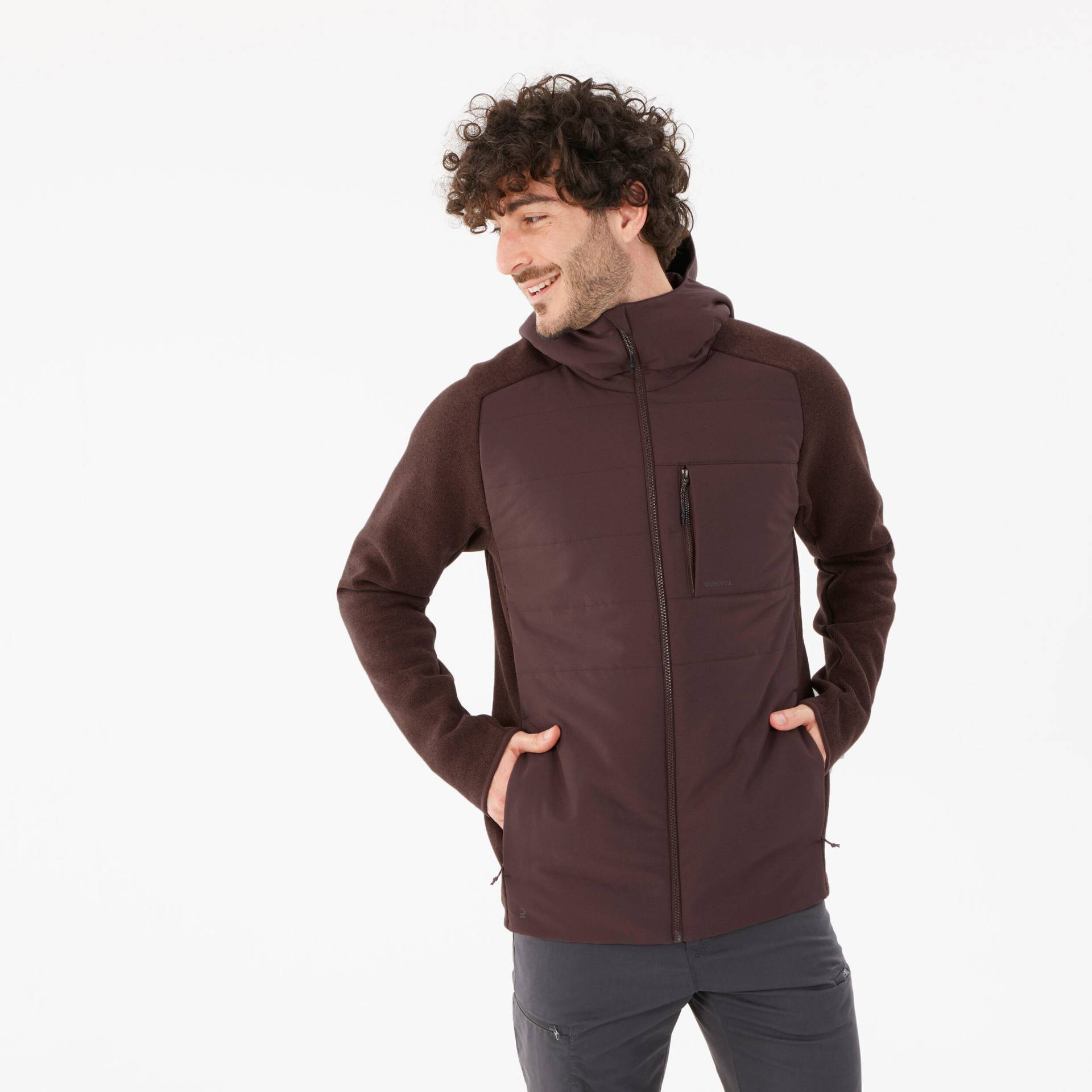 Sweatjacke Herren Hybridjacke mit Kapuze Wandern - NH500 von QUECHUA