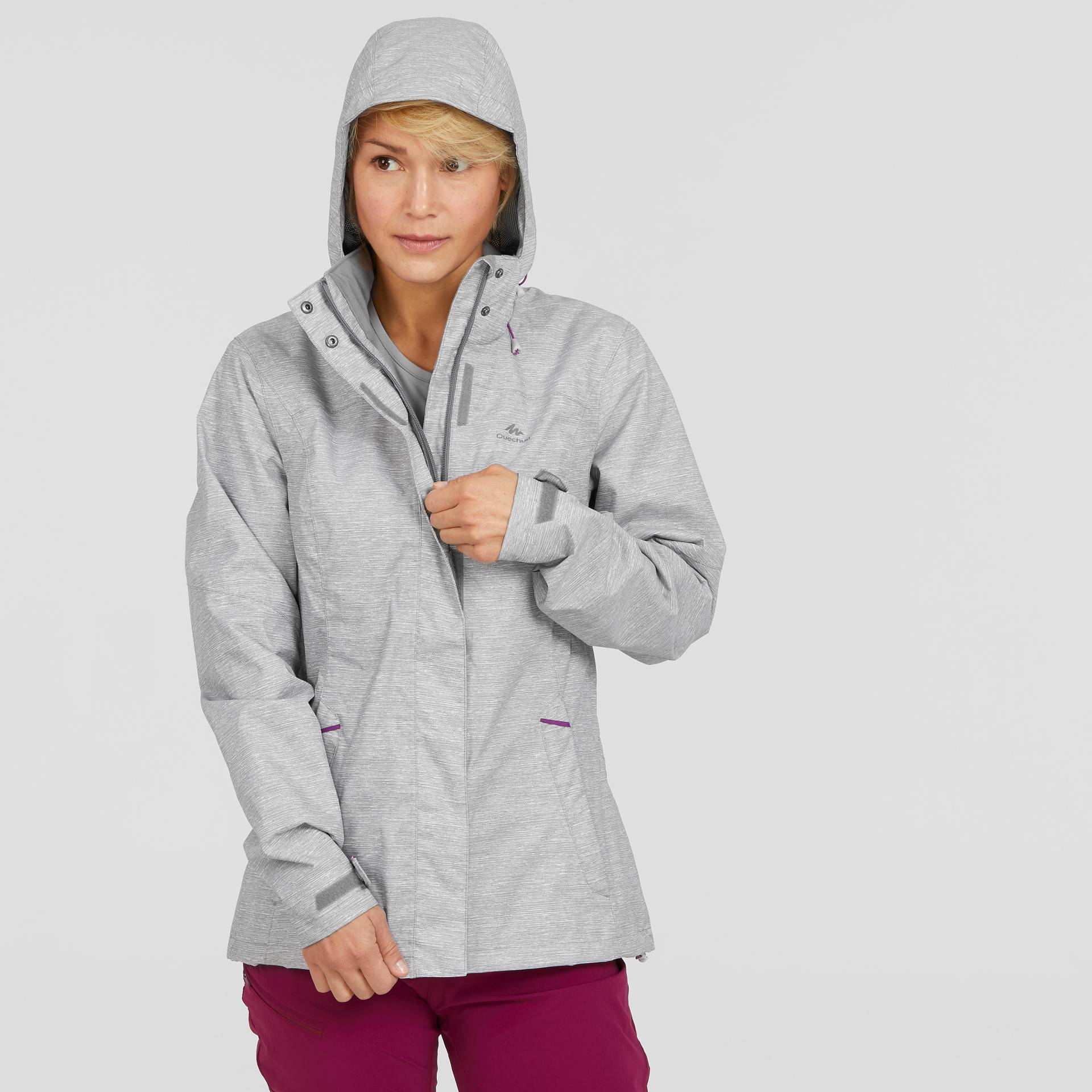 Wanderjacke Bergwandern MH100 wasserdicht Damen grün von QUECHUA