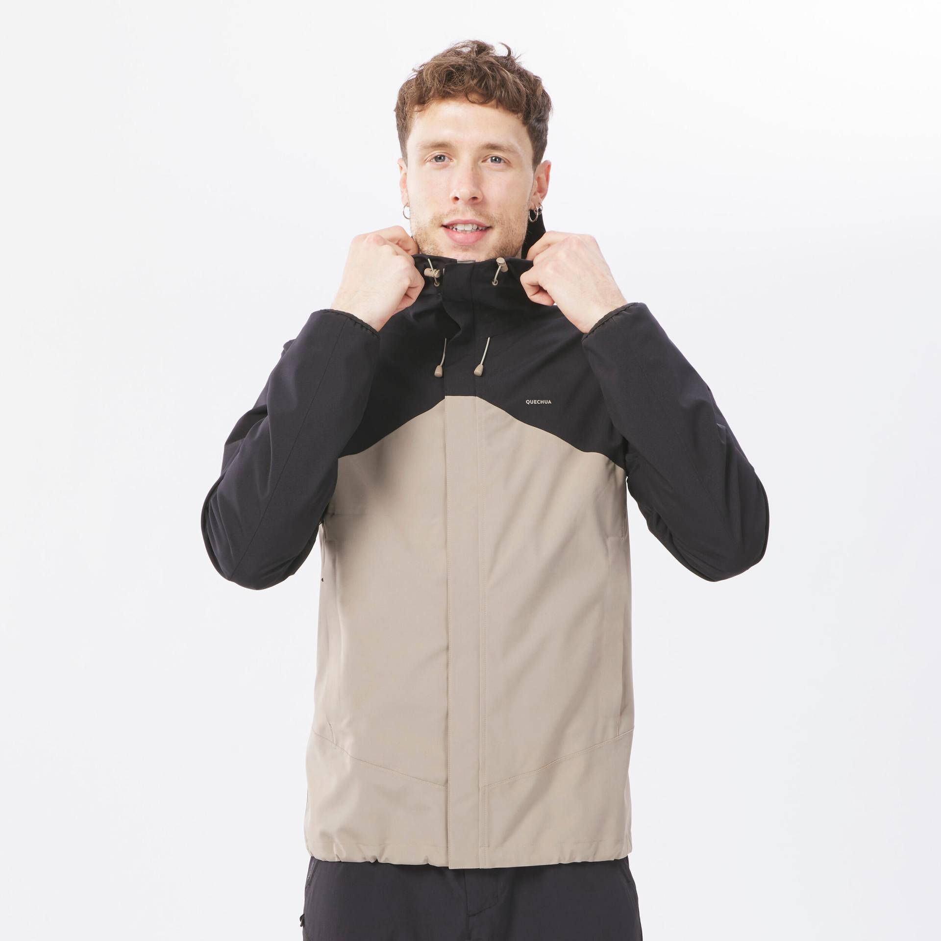 Wanderjacke Bergwandern MH150 wasserdicht leicht Herren grün von QUECHUA