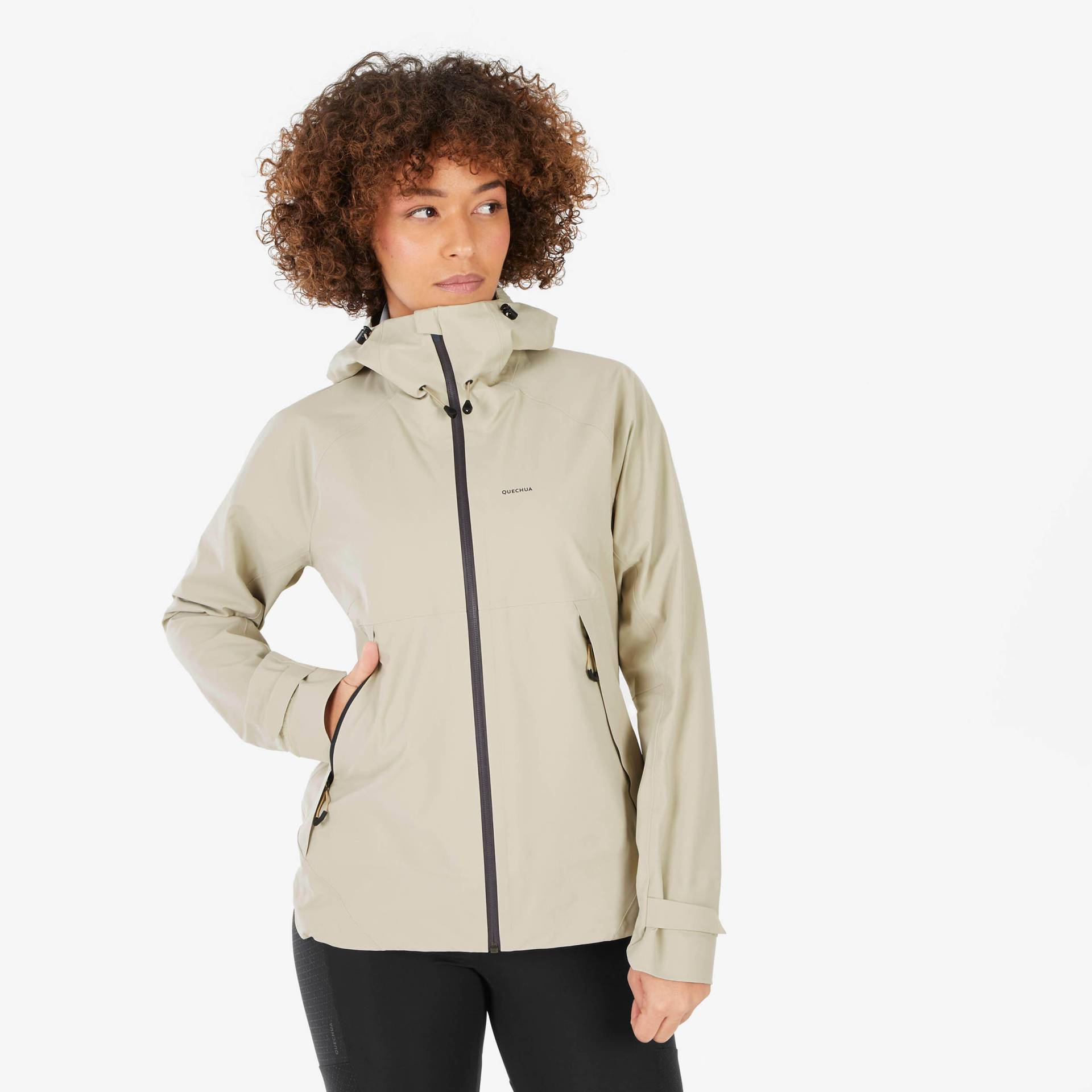 Wanderjacke Damen wasserdicht Bergwandern - MH500 beige von QUECHUA