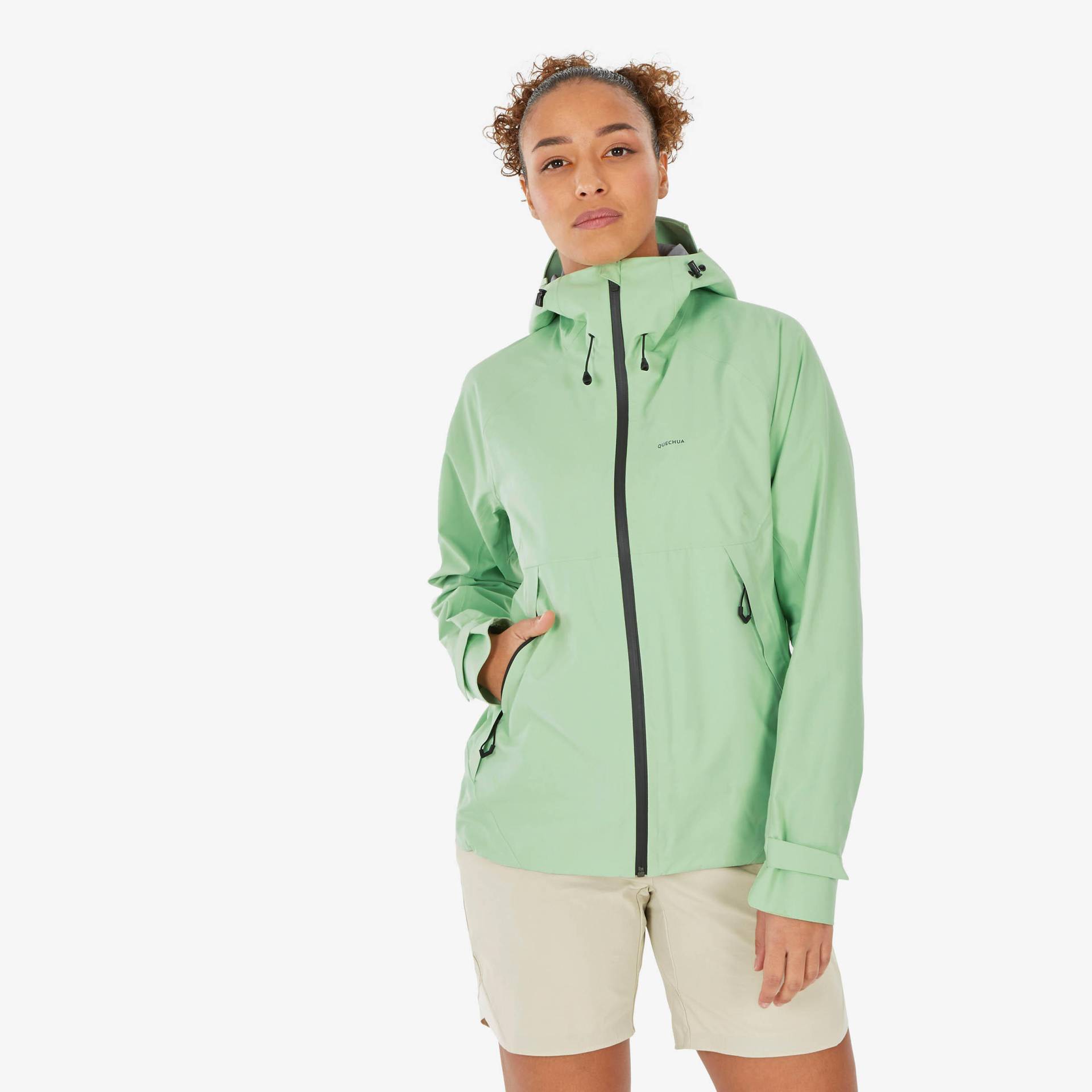 Wanderjacke Damen wasserdicht Bergwandern - MH500 hellgrün von QUECHUA