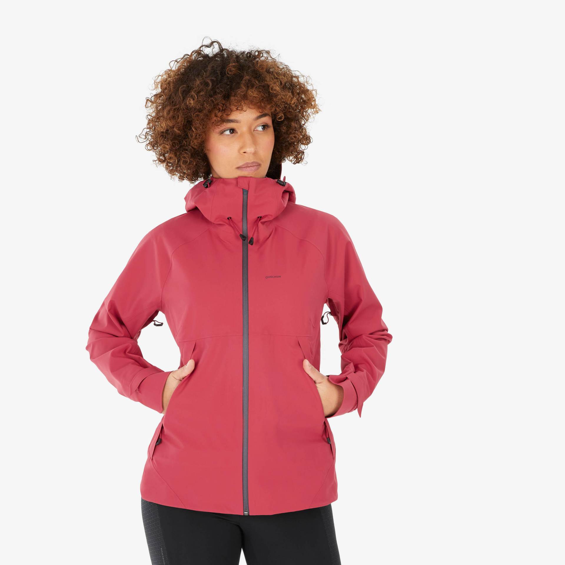 Wanderjacke Damen wasserdicht Bergwandern - MH500 rosarot von QUECHUA