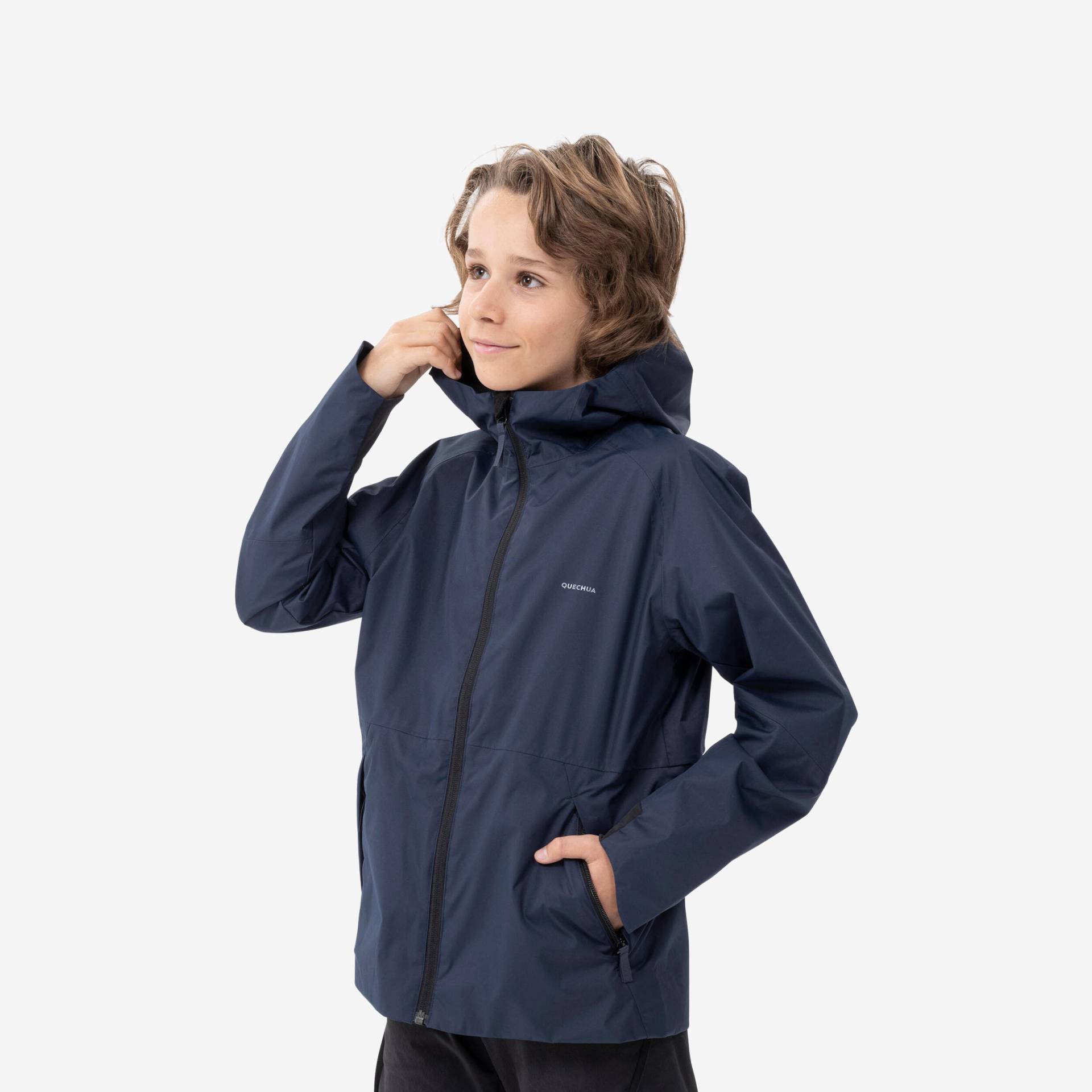 Wanderjacke Kinder Gr. 122–170 wasserdicht Bergwandern - MH500 marineblau von QUECHUA