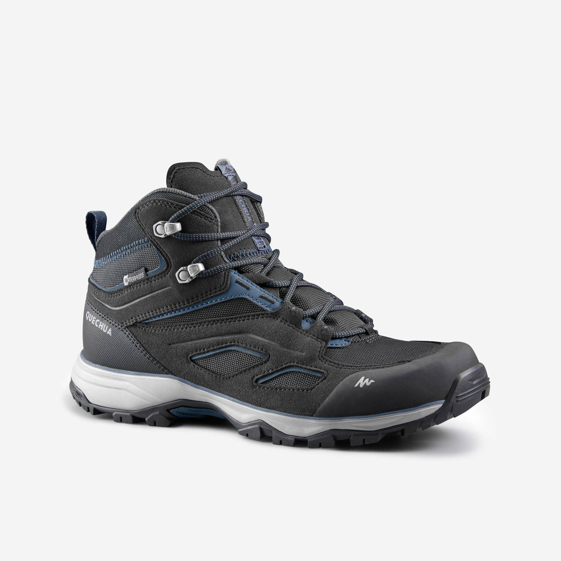 Wanderschuhe Herren halbhoch wasserdicht Bergwandern - MH100 schwarz/blau von QUECHUA