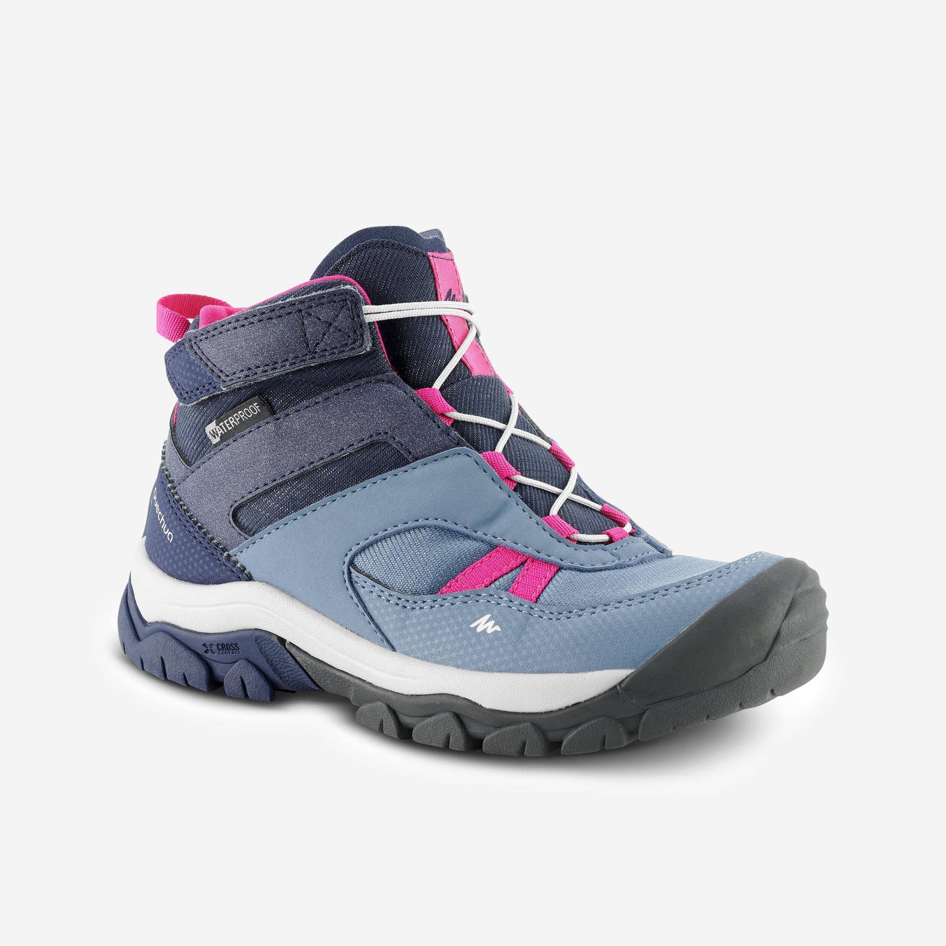 Wanderschuhe Crossrock halbh. wasserdicht Schnellschnürung Kinder Gr. 28–34 blau von QUECHUA