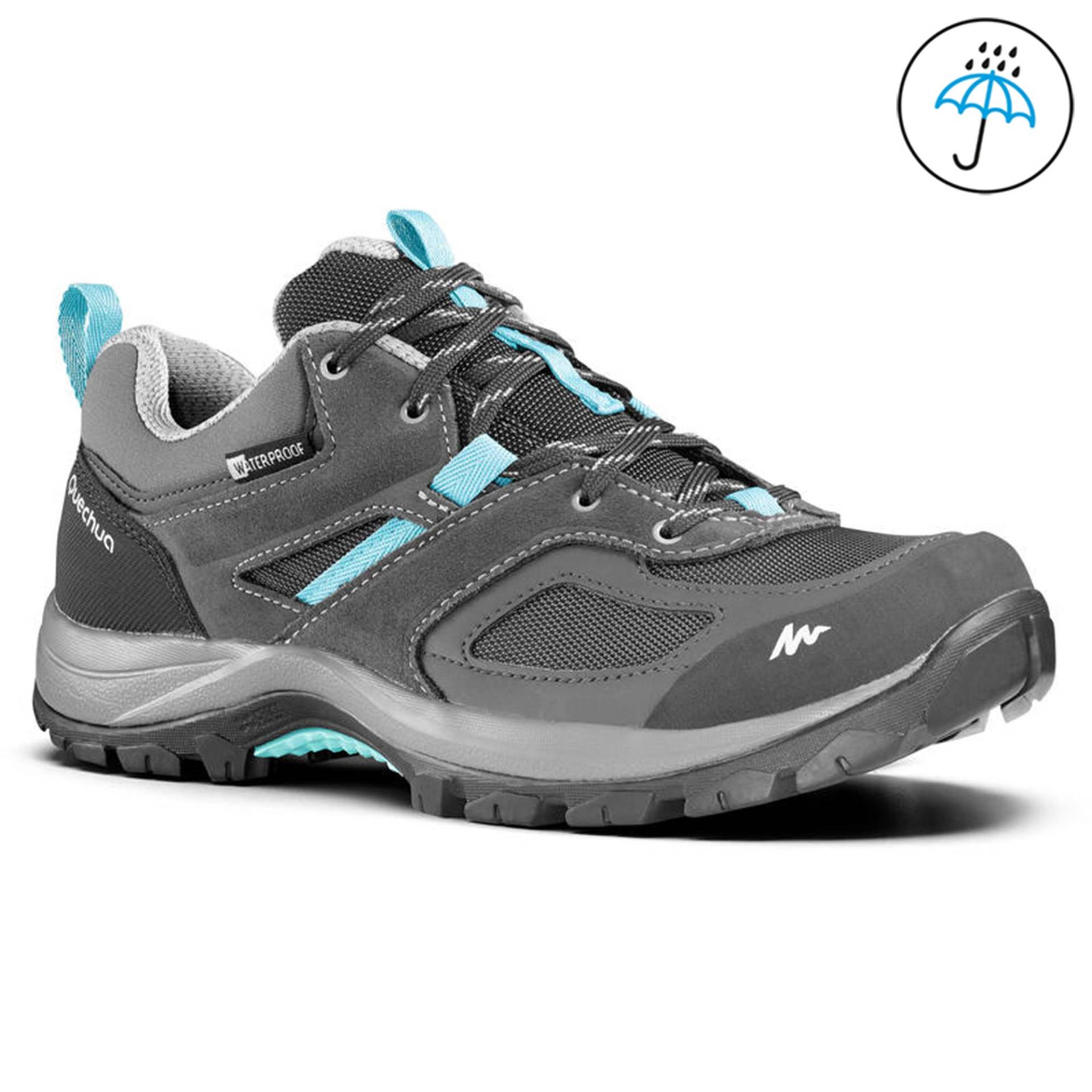 Wanderschuhe Damen wasserdicht Bergwandern - MH100 grau/blau Wanderschuhe Damen wasserdicht Bergwandern - MH100 grau/blau von QUECHUA