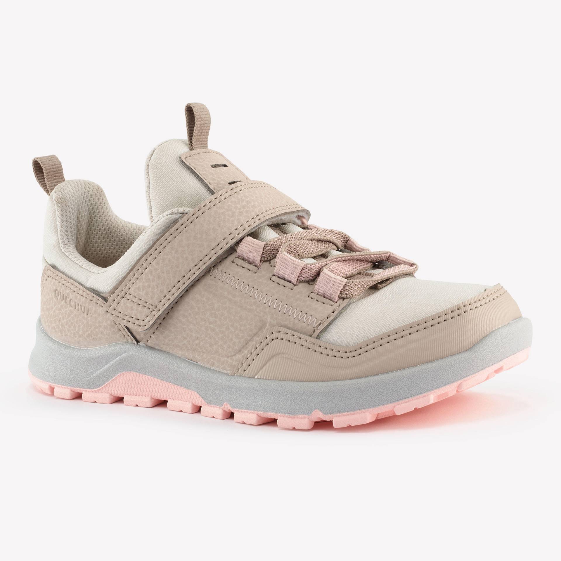 Wanderschuhe Kinder Gr. 28–34 niedrig Klettverschluss Wandern - NH500 beige/rosa von QUECHUA