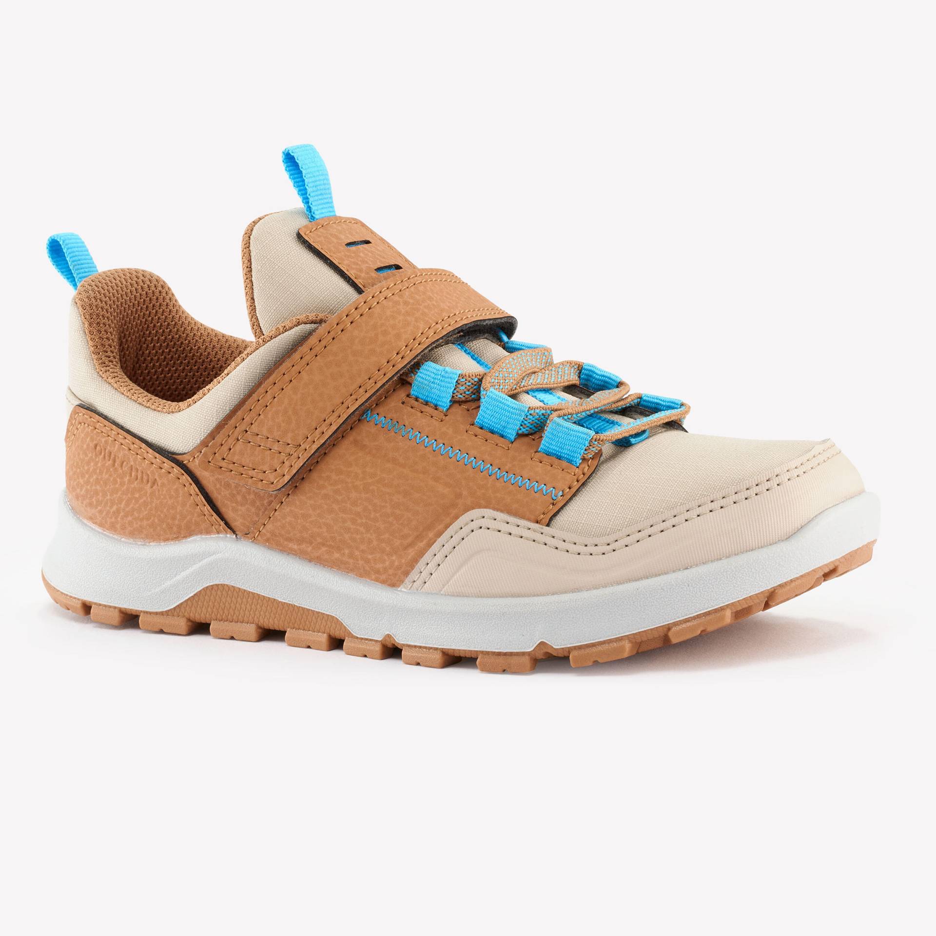 Wanderschuhe Kinder Gr. 28–34 niedrig Klettverschluss Wandern - NH500 braun/blau von QUECHUA