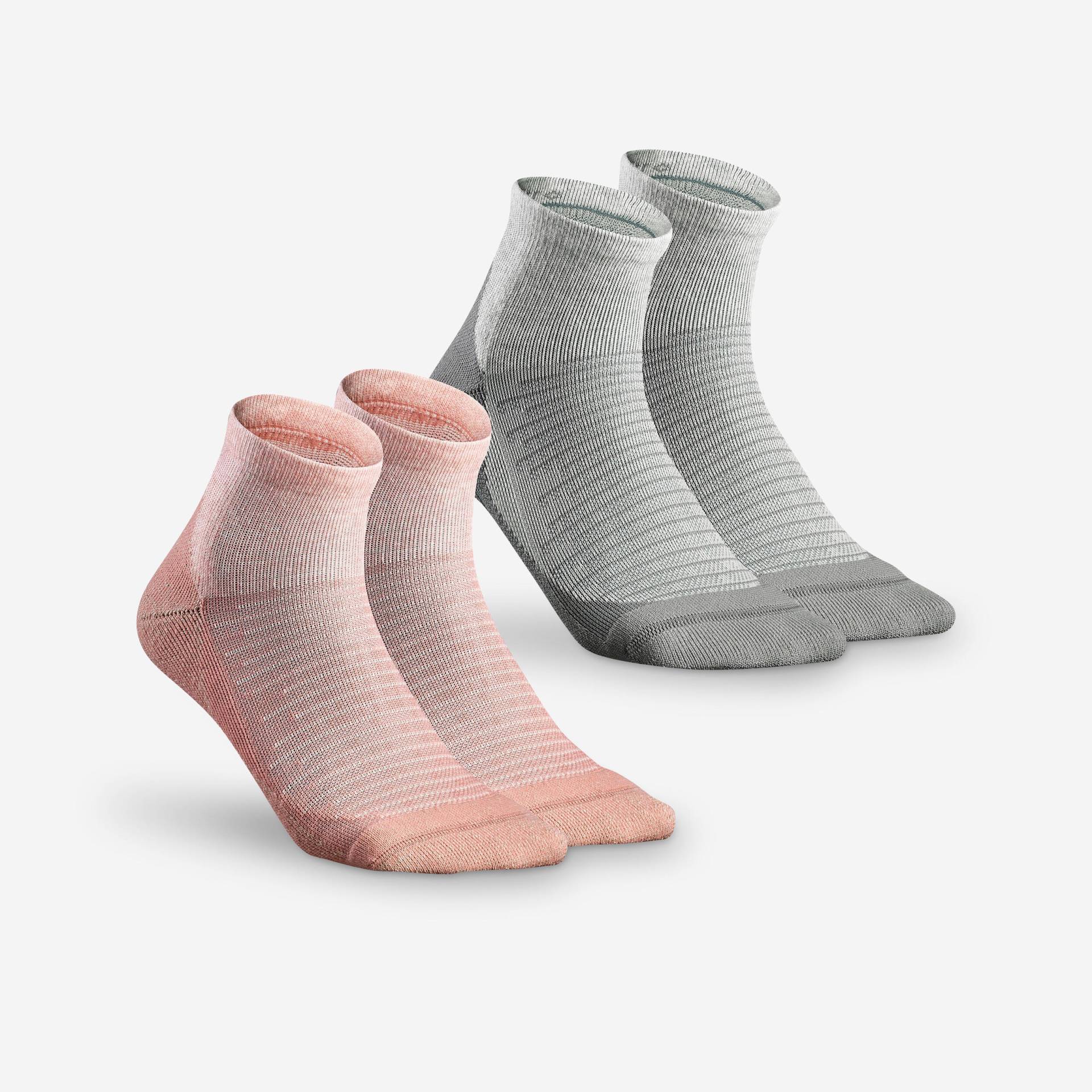 Wandersocken halbhoch - Hike 100 2 Paar rosa/grau Wandersocken halbhoch - Hike 100 2 Paar rosa/grau von QUECHUA