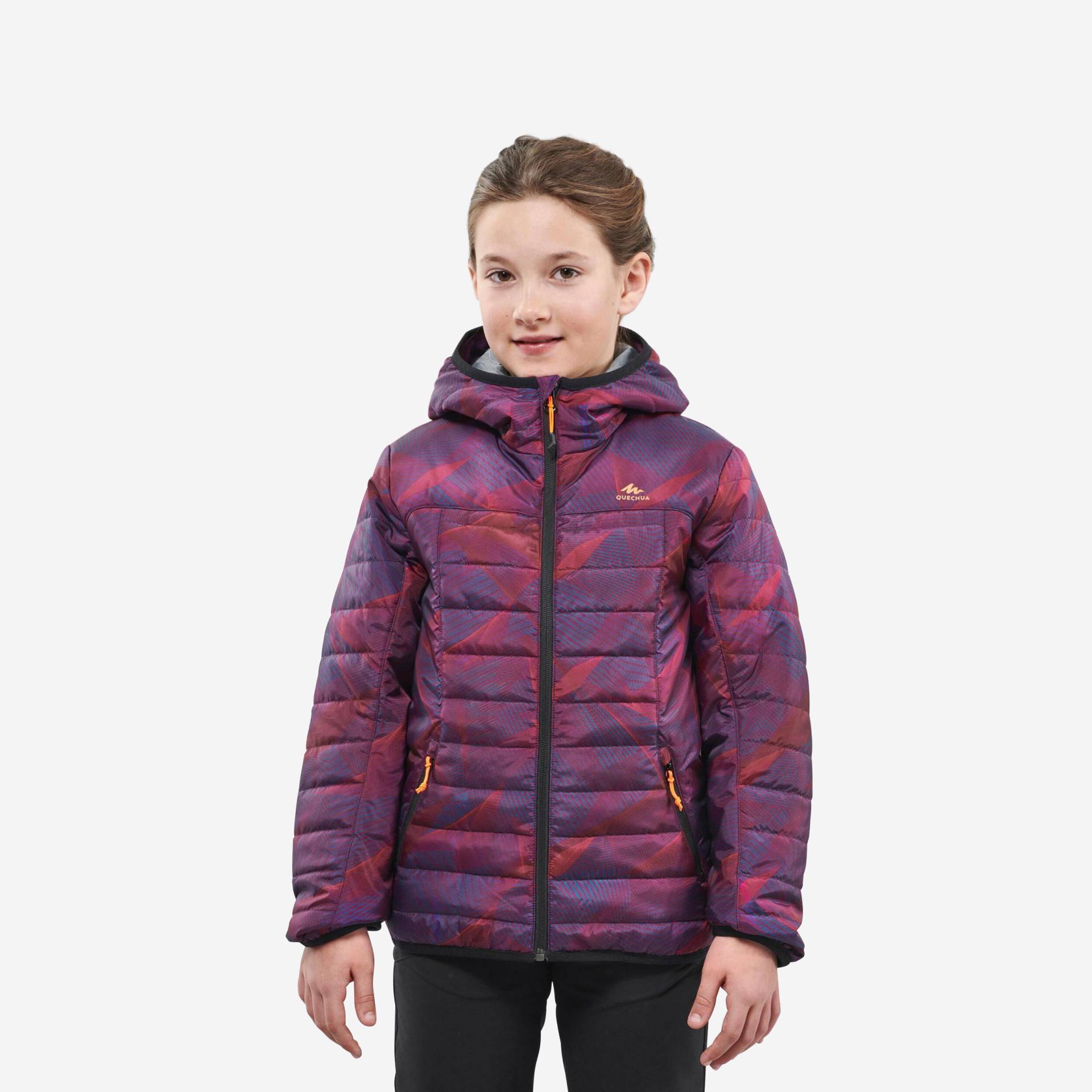 Wattierte Jacke Kinder Gr. 122–170 Winterwandern - MH500 violett bedruckt von QUECHUA