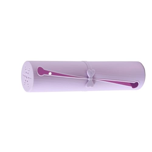 QUEENYARD Silikon-Make-up-Pinsel-Reise-Etui, modisch, tragbare Pinsel-Aufbewahrungsbox, tragbarer Organizer für Frauen, violett, 5×5×21cm von QUEENYARD