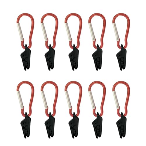 QUEENYARD Tarp Markisenklemme Clips Zeltklemme Aufhänger Clip Camping Zelt Festziehen Schloss Griff Klemme mit Karabiner für Outdoor Camping von QUEENYARD