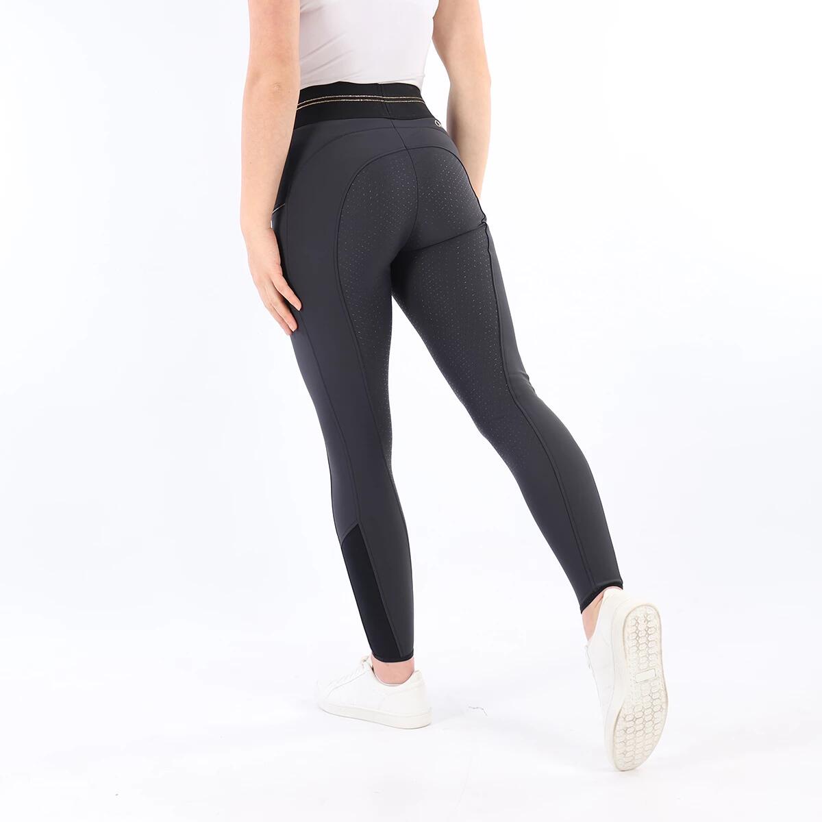 Reitleggings Qnila Vollbesatz Silikon Quur Dunkelblau-Gold von QUUR