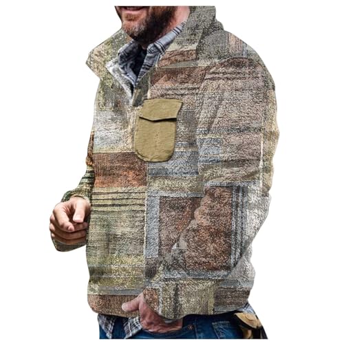 QVNXVO Winterjacke Herren Modisch Strickjacke Rundhals Male Fleecejacke Kapuzenpullover Mantel Langarm Männer Sweatshirt Pullover Drucken Sweatjacke Lässiges Wintermantel von QVNXVO