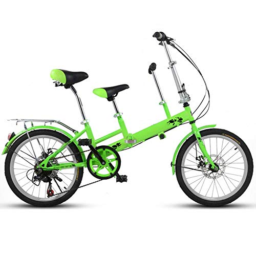 QWAXTRIW 20-Zoll-Fahrrad, Mutter-Kind-Tandem-Klappschaltung, Scheibenbremse, Zaun, Sicherheitsgurt, doppeltes Mutter-Picture-Kind-Fahrrad von QWAXTRIW