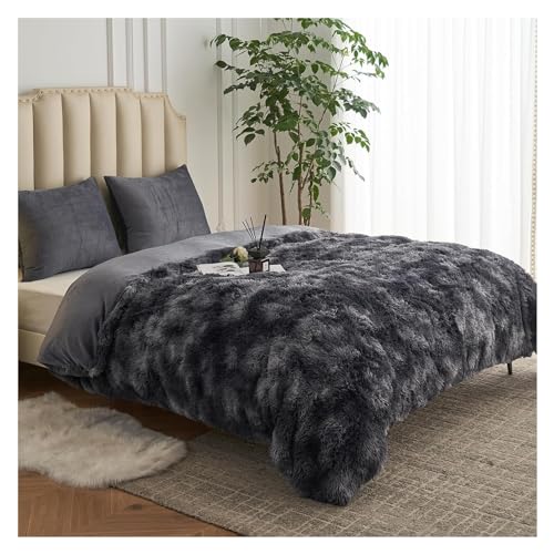 QWAXTRIW Bett-Set, vierteilig, ultraweich und pflegeleicht, luxuriöses Plüsch-Warm-Super-Fleece-Sherpa-Bettwäsche-Set, Flauschiges Flanell-Bettwäsche-Set, 3-teilig (1 pelziger Bettbezug + 2 von QWAXTRIW