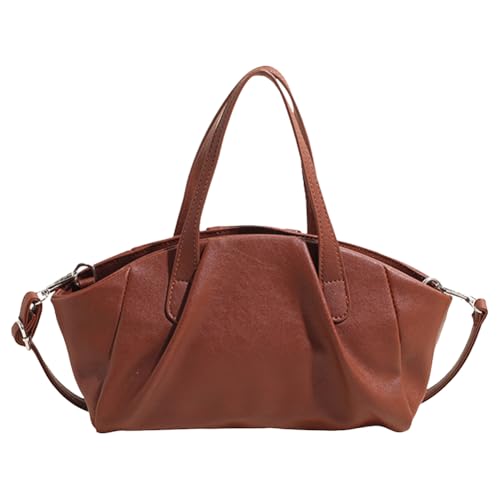 QWAXTRIW Damen PU Casual Tote Handtaschen Große Kapazität Einfarbige Tragetasche Verstellbarer Riemen Einfache Messenger Bag Reißverschluss Outdoor Reisetasche von QWAXTRIW