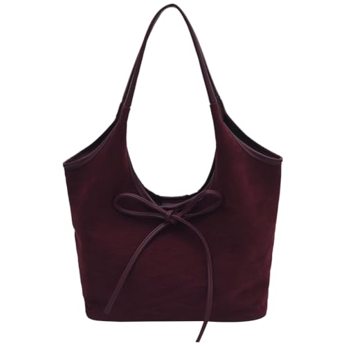 QWAXTRIW Damen-Umhängetasche aus Wildleder, Magnetverschluss, Tragetasche mit Innentasche, Handtaschen, Hobo-Tasche für Pendelreisen von QWAXTRIW