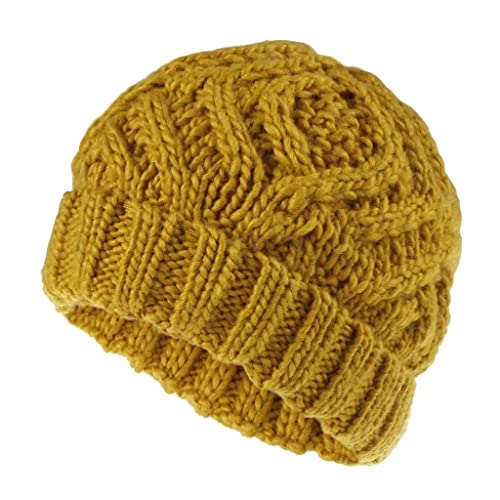 QWAXTRIW Damen-Winter-Herbst-handgemachte warme Mütze, gestrickte Beanie-Mütze, Damen-Dicke Mütze (A, Einheitsgröße) von QWAXTRIW