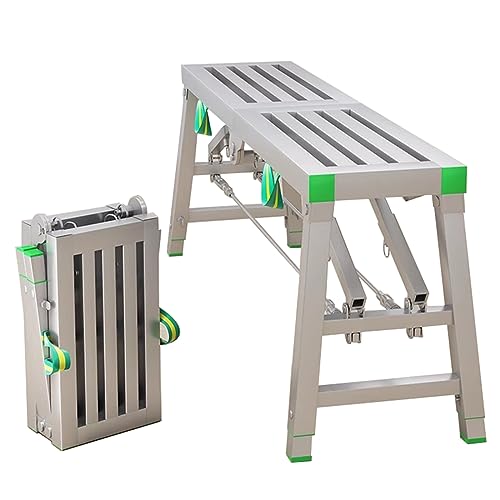 QWAXTRIW FALTING Scaffolding STAHRE Stahl-Stahl-BLATTOMS-Scaffold TURCH Ladder HOCH Stool Bench FÜR WASSENTRAGEN, PRÄSENDEN, Dekorieren, 880 lbs Maximale Last, B-180 × 30 cm von QWAXTRIW