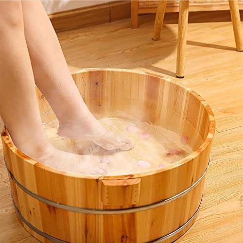 QWAXTRIW Fußbadeeimer aus Holz, Badeeimer aus Holz, Fußschale, Fußbadewanne aus Holz, Fußbadewanne aus Holz, Badeschale, Fußbadebecken, Whirlpool, ermüdungslindernde Fußbadewanne, Fußbadewanne zum von QWAXTRIW