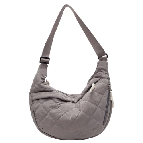 QWAXTRIW Gesteppte Halbmond-Tasche für Damen, Halbmond-Umhängetasche, Nylon-Knödeltasche, mehrere Taschen, Halbmond-Umhängetasche, gepolsterte Slouch-Hobo-Tasche von QWAXTRIW