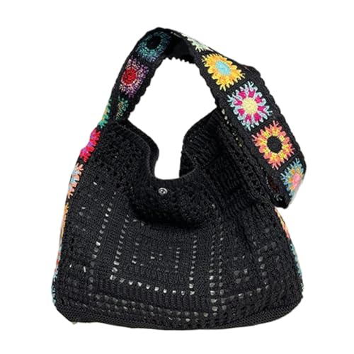 QWAXTRIW Gestrickte Umhängetasche für Damen, gehäkelte Tragetasche, großes Fassungsvermögen, modische Weberei, Umhängetasche, Outdoor-Reisetasche von QWAXTRIW