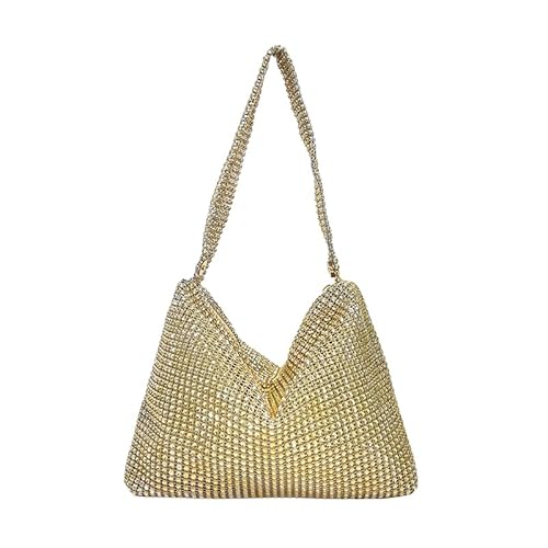 QWAXTRIW Glitzer-Umhängetasche, Elegante Damen-Dame, modische Schultertasche mit Strasssteinen, verziert, Party-Cocktail-Hochzeitstasche, große Kapazität, Unterarmtasche, von QWAXTRIW