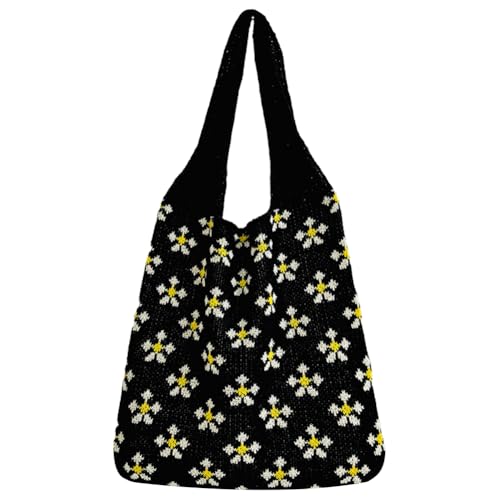 QWAXTRIW Häkel-Einkaufstasche, Netz-Stricktasche, große ästhetische Stricktasche, Hohle Hobo-Tasche für Frauen, Arbeit, Einkaufen, Reisen von QWAXTRIW